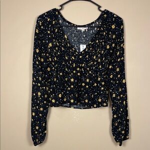 NWT L.A. Hearts Women’s Boho Floral Multicolor Smocked Baby Doll LS Blouse